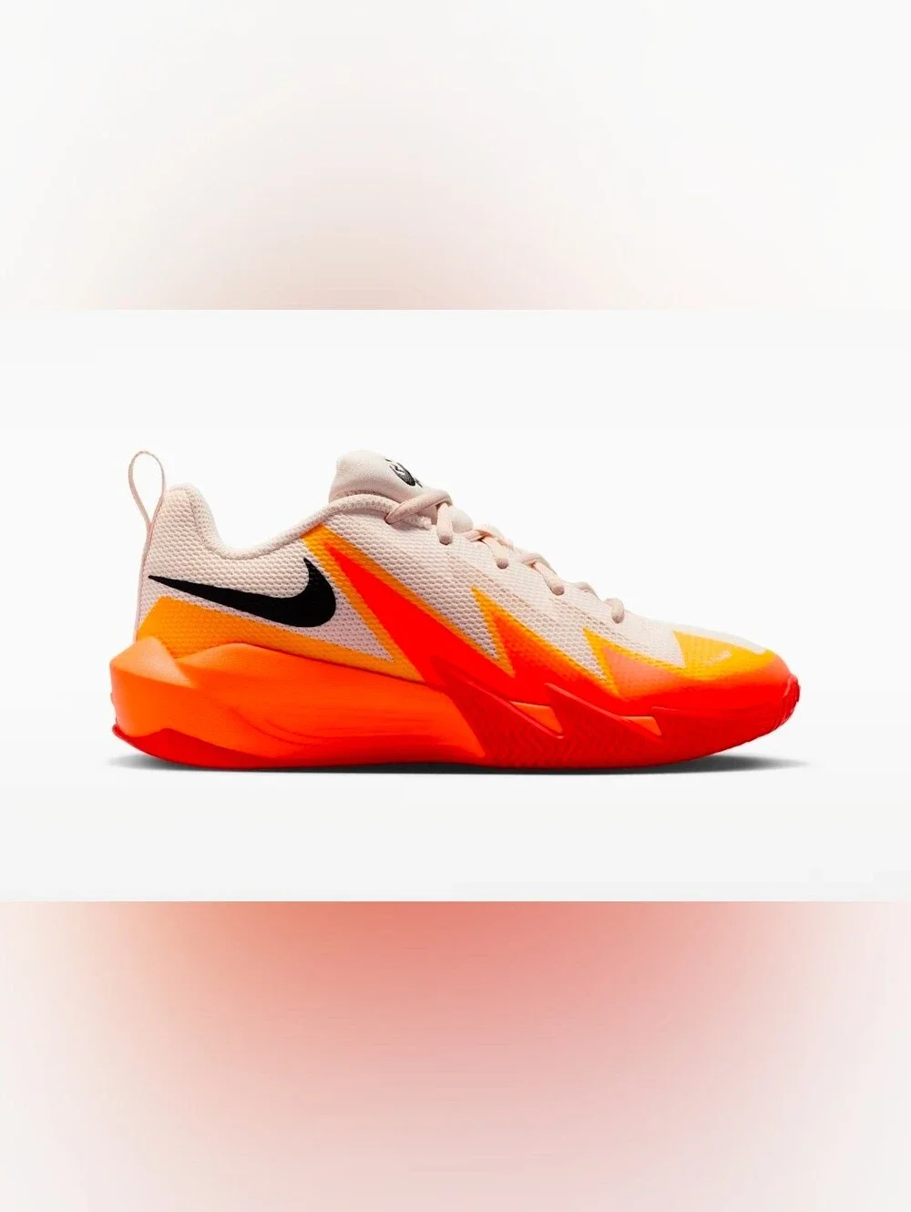 Nike Men's White Sneakers with Red & Orange Lightning Accents